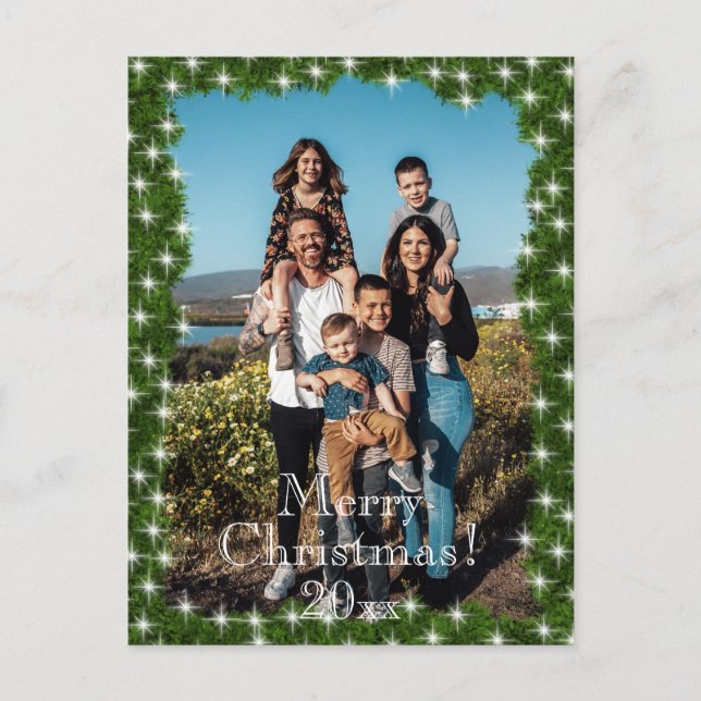 Cartão Postal De Festividades Foto personalizada das luzes brilhantes de pino ve (Frente)