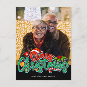 Cartão Postal De Festividades Foto personalizada de Natal feliz