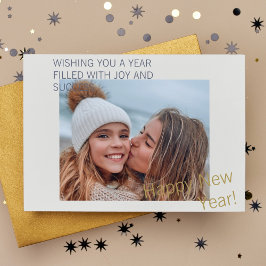 Cartão Postal De Festividades Foto personalizada do Feliz ano novo moderno