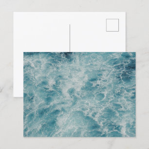 Cartão Postal De Festividades Foto personalizada Ondas de praia azul personaliza