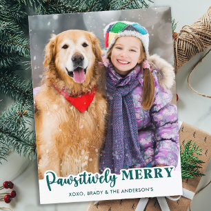 Cartão Postal De Festividades Foto Pet Verde Pawsitive no Melhor Ano De Cão
