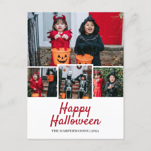 Cartão Postal De Festividades Foto Simples da Família de Halloween Elegante