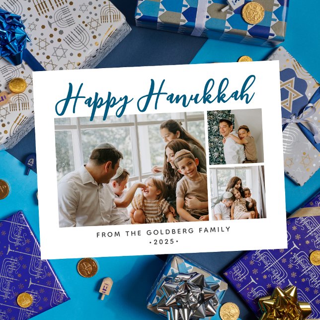 Cartão Postal De Festividades Foto Simples Elegante Moderno da família Hanukkah  (Criador carregado)