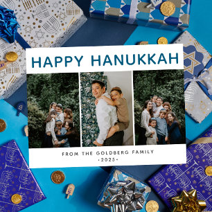 Cartão Postal De Festividades Foto Simples Elegante Moderno da família Hanukkah 