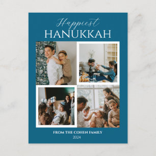Cartão Postal De Festividades Foto Simples Moderna Happiest Hanukkah Elegante 4