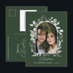 Cartão Postal De Festividades Foto verde botânica moderna e elegante<br><div class="desc">Cinza verde botânica moderna e elegante,  simplesmente design de natal de natal de Natal de arca botânica elegante.</div>