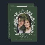 Cartão Postal De Festividades Foto verde botânica moderna e elegante<br><div class="desc">Cinza verde botânica moderna e elegante,  simplesmente design de natal de natal de Natal de arca botânica elegante.</div>