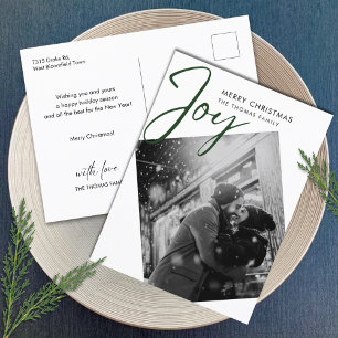 Cartão Postal De Festividades Foto Verde Minimalista de Feliz Natal