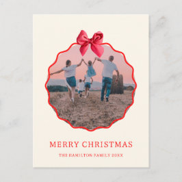 Cartão Postal De Festividades Foto Wavy do Arco Vermelho Coquette Natal