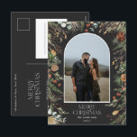 Cartão Postal De Festividades Fotoarco de cor aquática floral botânico do Natal<br><div class="desc">Feliz Natal,  moderno e elegante coloração aquática seca botânica com mudas de cores de Natal arca 1 foto Cartão postal de Natal.</div>