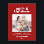 Cartão Postal De Festividades Fotografia gráfica de Natal mais feliz<br><div class="desc">O melhor cartão de Natal para fotografias. Com texto desenhado à mão moderno e árvores.</div>