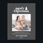 Cartão Postal De Festividades Fotografia gráfica de Natal mais feliz<br><div class="desc">O melhor cartão de Natal para fotografias. Com texto desenhado à mão moderno e árvores.</div>