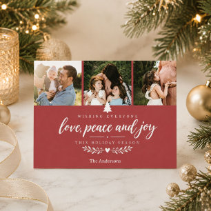 Cartão Postal De Festividades Fotos da Família Amor Paz e Alegria Natal