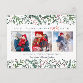 Cartão Postal De Festividades Fotos de Natal de Bagas de Árvore de Pinheiro Bran