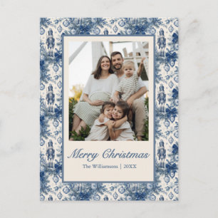 Cartão Postal De Festividades Fotos de quebra-nozes em toile azul elegante de Na