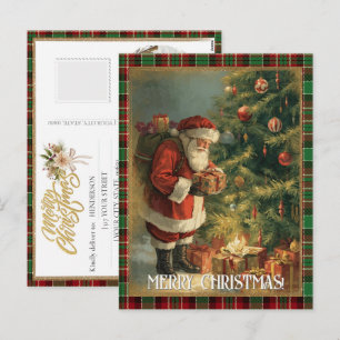 Cartão Postal De Festividades Fotos Personalizadas de Natal Antigo Papai Noel Cl