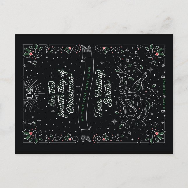 Cartão Postal De Festividades FOURTH DAY OF CHRISTMAS / Christmas Postcard (Frente)