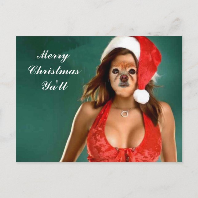 Cartão Postal De Festividades Fox Is Santa's Helper (Frente)