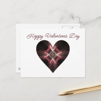 Cartão Postal De Festividades Fractal Art Heart Red and Black Happy Valentine's 