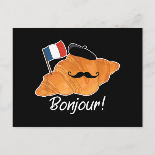Cartão Postal De Festividades Francês Croissant Lover França Bandeira Francófilo