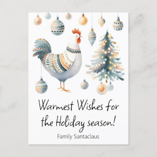 Cartão Postal De Festividades Frango de feriado 