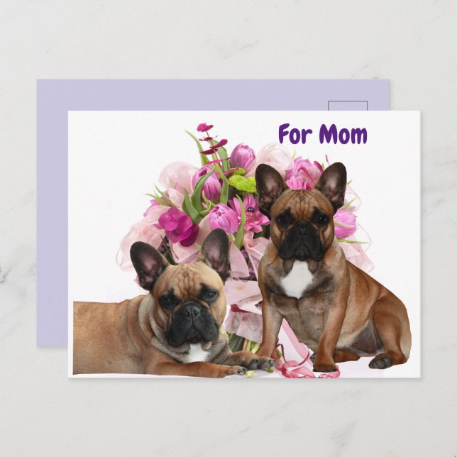 Cartão Postal De Festividades Französische Bulldogge Blumen French Bulldog Feier (Frente/Verso)