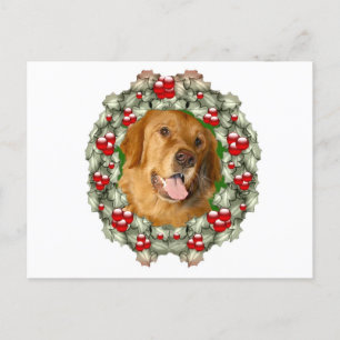 Cartão Postal De Festividades Frasto de Natal do ouro Retriever