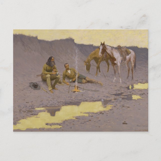 Cartão Postal De Festividades Frederic Remington - Um Ano Novo no Cimarron (Frente)