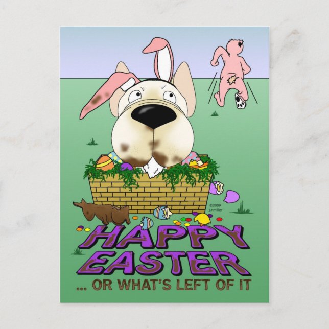 Cartão Postal De Festividades French Bulldog Happy Easter Postcard (Frente)
