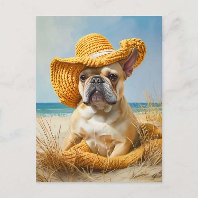 Cartão Postal De Festividades French Bulldog in Knitted Dog Attire (Frente)