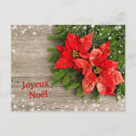Cartão Postal De Festividades French Christmas - red Poinsettias