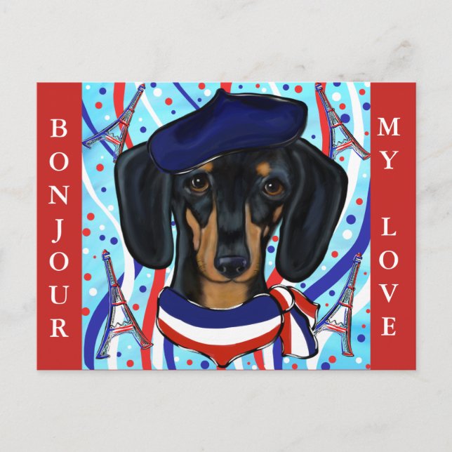 Cartão Postal De Festividades French Doxie (Frente)