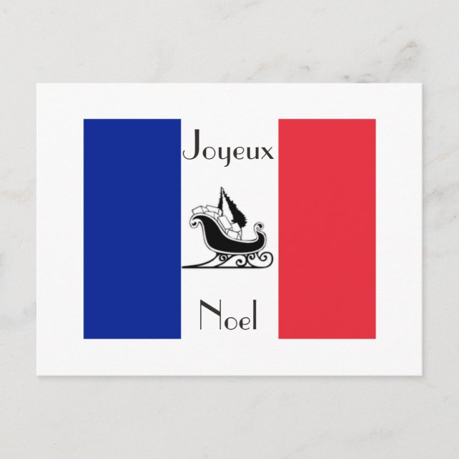 Cartão Postal De Festividades French Flag  Joyeux Noel French Christmas Postcard (Frente)