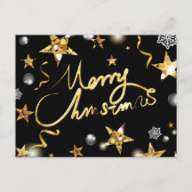 Frio Dourado Estrelas Pretas Metálico Moda Feliz N