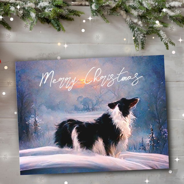 Cartão Postal De Festividades Fronteira Collie no Natal (Criador carregado)