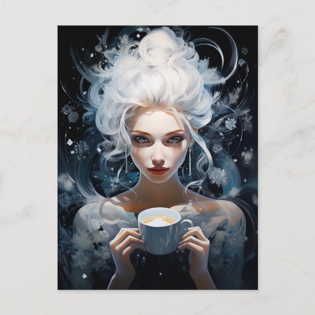 Cartão Postal De Festividades Frosty Brews: O Elixir de inverno para o café Afic (Frente)