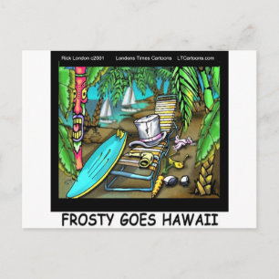 Cartão Postal De Festividades Frosty Vai para o Havaí Natal Divertido