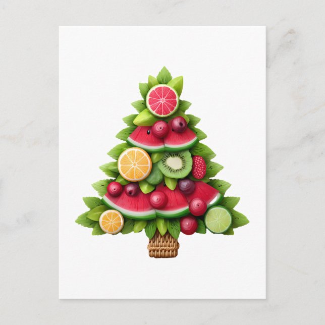 Cartão Postal De Festividades Fruity Christmas Tree Healthay Design (Frente)