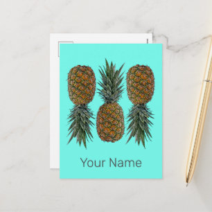 Cartão Postal De Festividades Fruta de abacaxi Retro Vegan e Vegetariana