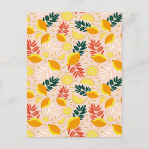 Cartão Postal De Festividades Fruta de limão Dourada de Verão fresco