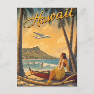 Cartão Postal De Festividades Fuga do Paraíso Vintage Havaiano da Garota Hula Al