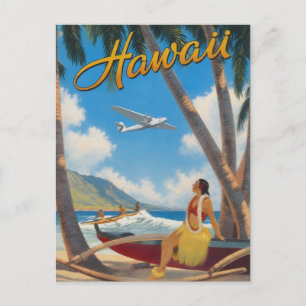 Cartão Postal De Festividades Fuga do Paraíso Vintage Havaiano Hula Girl Aloha