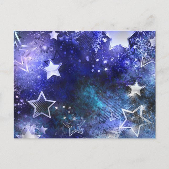 Cartão Postal De Festividades Fundo de Espaço com Estrelas (Frente)