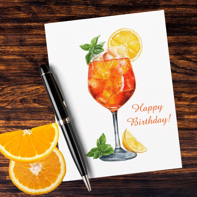 Cartão Postal De Festividades Funny Birthday Spritz Italian Cocktail Custom (Criador carregado)