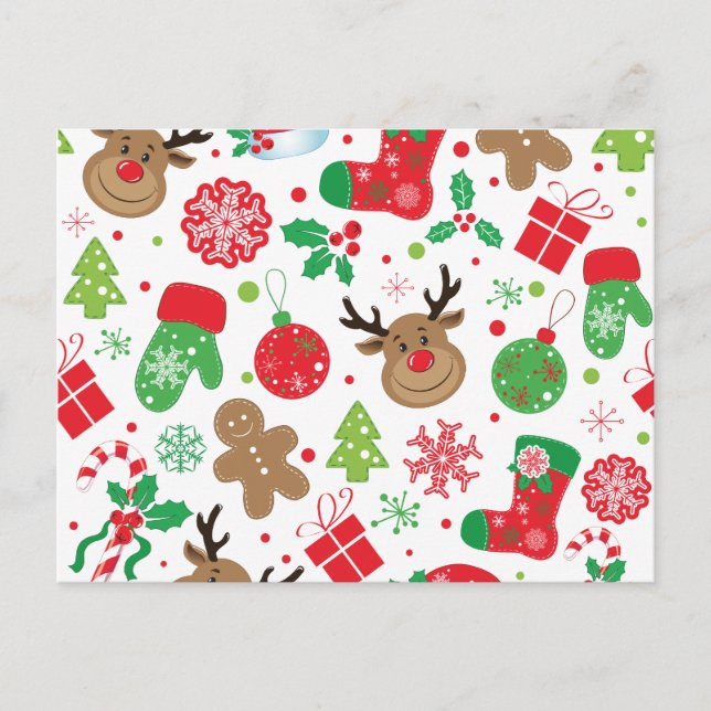 Cartão Postal De Festividades Funny Colorful Christmassy Pattern (Frente)