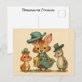 Cartão Postal De Festividades Funny Cute Cartoon Animal Couriers Any Occasion 
