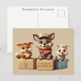 Cartão Postal De Festividades Funny Cute Cartoon Animals Delivery  Any Occasion