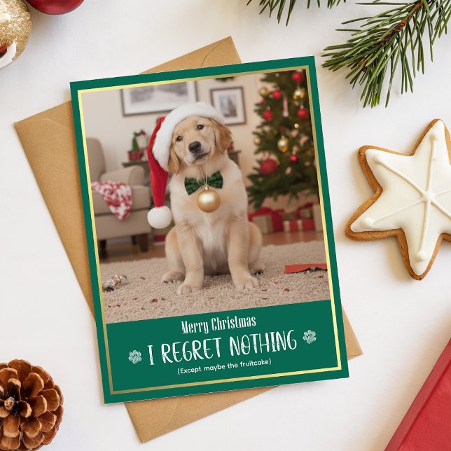 Cartão Postal De Festividades Funny Cute Dog Photo Christmas Holiday Postcard (Criador carregado)
