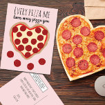 Cartão Postal De Festividades Funny Cute Pizza Heart Valentine's Day Greeting<br><div class="desc">This funny and cute Valentine's Day card is a light and sweet way to show someone love on this special holiday. It features the phrase, "Every pizza me loves every pizza you, " with a hand-drawn heart-shaped pizza and pepperoni slices on top of a simple blush pink background. You can...</div>