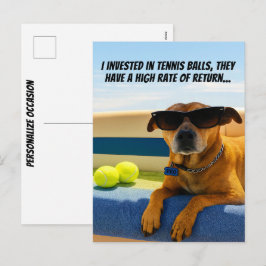 Cartão Postal De Festividades Funny Dog Retirement Boat Tennis Balls Sunglasses 